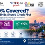 Up to 80% covered? What German SMEs should check first before GITEX AI Belgrade 2027: EU Growth Plan, Digital Europe Programme and SME grant figures, with the Belgrade skyline